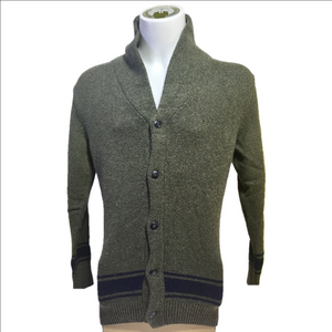 For West Men's Olive Green Cardigan Sweater